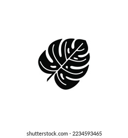 Monstera leaf simple flat icon vector