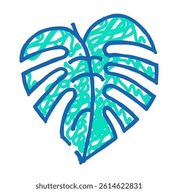 monstera leaf tropical doodle icon sketch vector. monstera leaf tropical sign. isolated symbol illustration