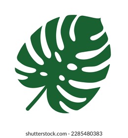 monstera leaf tropical palm leaves flat vector illustration logo icon clipart