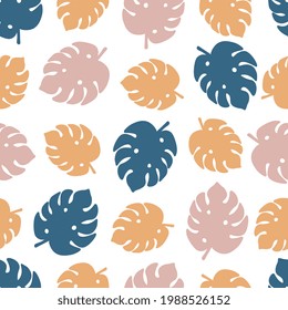 Monstera Leaf tropical seamless pattern. Abstract summer texture. Design for fabric, wallpaper, textile and decor. 