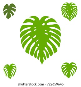 Monstera leaf vector icon collection. Exotic tropical plant silhouettes