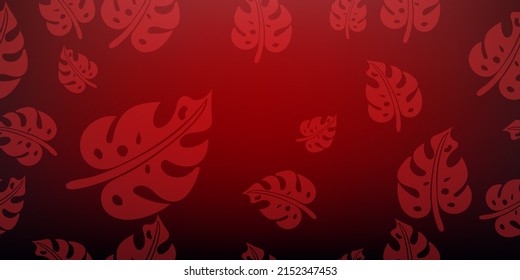 Monstera leaf vector pattern red