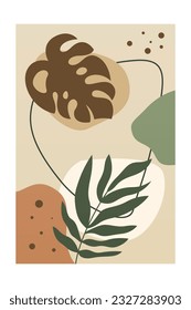 Afiche de decoración de arte en la pared de la hoja de Monstera. La decoración botánica de la pared de la monstera. Arte en la pared de la hoja de monstera