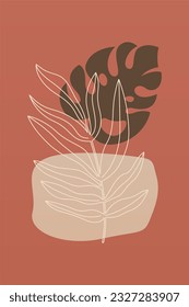 Afiche de decoración de arte en la pared de la hoja de Monstera. La decoración botánica de la pared de la monstera. Arte en la pared de la hoja de monstera
