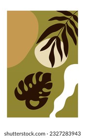 Monstera leaf wall art decoration poster. Botanical monstera wall decor. Printable monstera leaf nature wall art