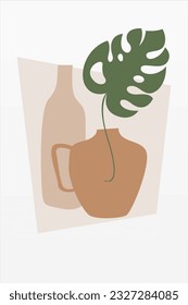 Monstera leaf wall art decoration poster. Botanical monstera wall decor. Printable monstera leaf nature wall art