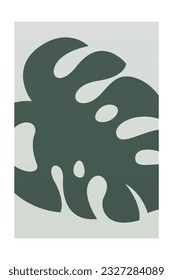 Monstera leaf wall art decoration poster. Botanical monstera wall decor. Printable monstera leaf nature wall art