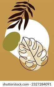 Monstera-Tapete-Dekorationsplakat. Botanisches Monstera-Dekor. Printessin Monsterblatt Naturschaumkunst