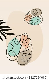 Monstera leaf wall art decoration poster. Botanical monstera wall decor. Printable monstera leaf nature wall art