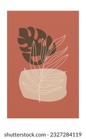 Monstera leaf wall art decoration poster. Botanical monstera wall decor. Printable monstera leaf nature wall art