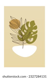 Monstera leaf wall art decoration poster. Botanical monstera wall decor. Printable monstera leaf nature wall art