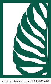Monstera leaf wall art. Laser cut template. Wall art vector illustration.