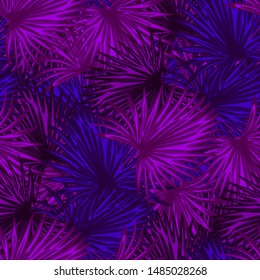 Monstera leaf wallpaper. Abstract botanical background. Purple exotic plant seamless pattern. Tropical palm leaves pattern. Vector illustration