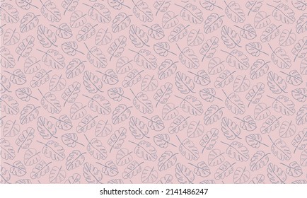 Vector Monstera Leafs en fondo rosado