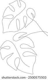 Monstera leave one line art, Leaf's line art