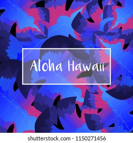 Monstera leaves decorated background for Aloha Hawaii party template design.