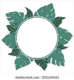 monstera leaves frame vector illustration. botanical frame for print, web design, banner and card