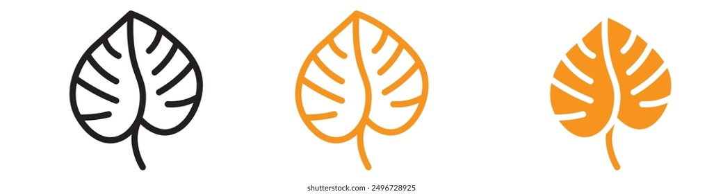 Monstera Leaves Icon Set Botanical Illustrations for Nature and Decor Projects