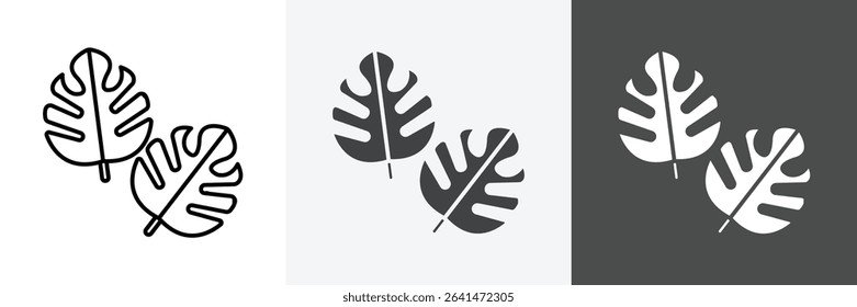 Monstera leaves icon set vector art