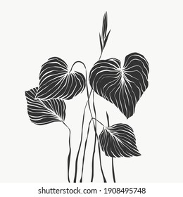 Monstera leaves line art. abstract modern or minimal plants line. perfect for home decor such as posters. vector illustrations design.