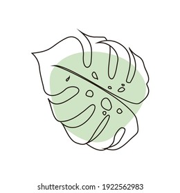 Monstera hinterlässt ein lineares Symbol. Tropische Waldreben. Schweizer Käsepflanze.