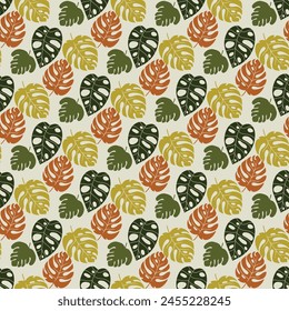 Monstera Leaves meats Zigzag Seamless Vector Pattern Design