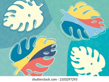 Monstera leaves in modern paper cut style. Multi-colored parts. Can be used for advertising and promotion. Vector illustration