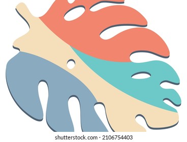 Monstera leaves in modern paper cut style. Multi-colored parts. Can be used for advertising and promotion. Vector illustration