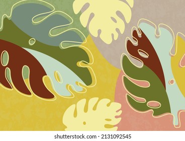 Monstera leaves in modern paper cut style. Multi-colored parts. Can be used for advertising and promotion. Vector illustration