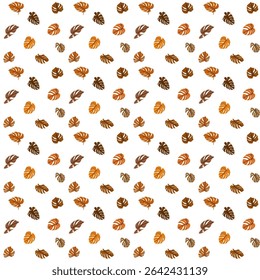 Monstera Leaves Pattern in Autumnal Colors