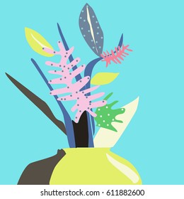 Monstera leaves pop art vector EPS 10
