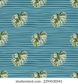 Monstera hinterlässt ein nahtloses Muster. Exotische Dschungelpflanzen endlose Tapeten. Bleibrücken-Hintergrund. Hawaiianischer Regenwald floraler Hintergrund. Design für Stoff, Stoffdruck, Umhüllung, Abdeckung. Vektorgrafik