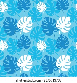 Monstera leaves seamless pattern, fabric, textile texture. Tropical pattern. Vector floral illustration.