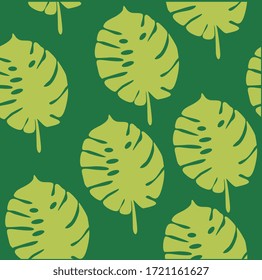 Monstera-Blätter. Nahtloses Muster. Handarbeit zeichnen. Vektorgrafik.