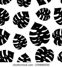 Monstera leaves seamless pattern. Vector illustration.
