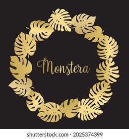 monstera leaves. set of vector color icons isolated on black background
