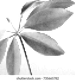 Monstera leaves siluete. Halftone Vector illustration.