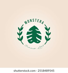 monstera leaves or summer leaf logo vector illustration design