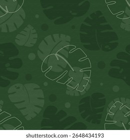 monstera leaves summer seamless pattern