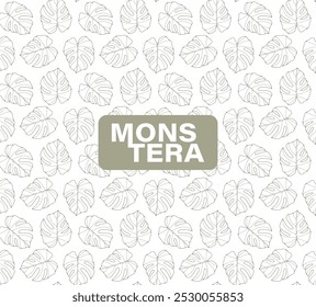 Monstera leaves or tropical foliage vector seamless pattern