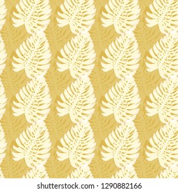 Monstera leaves. Tropical seamless pattern with leaves.