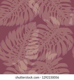 Monstera leaves. Tropical seamless pattern with leaves.