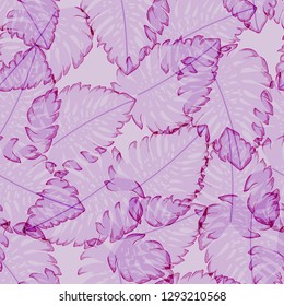 Monstera leaves. Tropical seamless pattern with leaves.