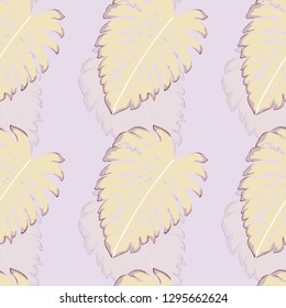 Monstera leaves. Tropical seamless pattern with leaves.
