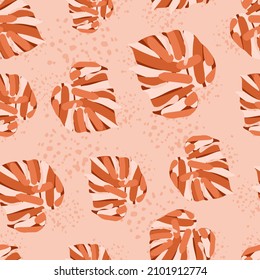 Monstera deja un patrón tropical sin costuras. Papel de paredes sin fin de hojas de palma. Fondo del bosque lluvioso. La exótica jungla hawaiana. Diseño creativo para tela , impresión textil, envoltura, cubierta