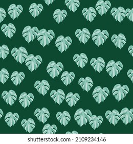 Monstera leaves tropical seamless pattern. Palm leaf endless wallpaper. Rainforest background. Exotic hawaiian jungle backdrop. Creative design for fabric , textile print, wrapping, cover