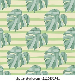 Monstera leaves tropical seamless pattern. Palm leaf endless wallpaper. Rainforest background. Exotic hawaiian jungle backdrop. Creative design for fabric , textile print, wrapping, cover