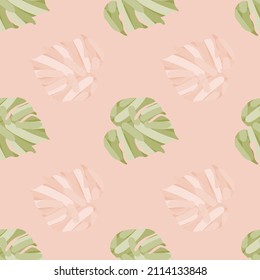 Monstera deja un patrón tropical sin costuras. Papel de paredes sin fin de hojas de palma. Fondo del bosque lluvioso. La exótica jungla hawaiana. Diseño creativo para tela , impresión textil, envoltura, cubierta