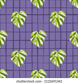 Monstera leaves tropical seamless pattern. Palm leaf endless wallpaper. Rainforest background. Exotic hawaiian jungle backdrop. Creative design for fabric , textile print, wrapping, cover