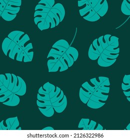 Monstera leaves tropical seamless repeat pattern